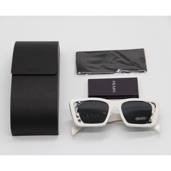 NEW PRADA SPR08Y 02V-5S0 WHITE CAT EYE SUNGLASSES PR 08YS EYEWEAR PRADA PR08YS - Picture 11 of 12